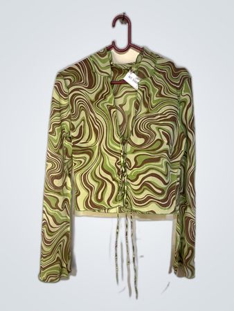 Green and Brown Swirl Pattern Shirt
