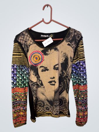 Desigual Long Sleeve Top with Marilyn Monroe Print