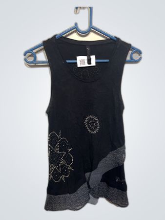 Black Embellished Tank Top