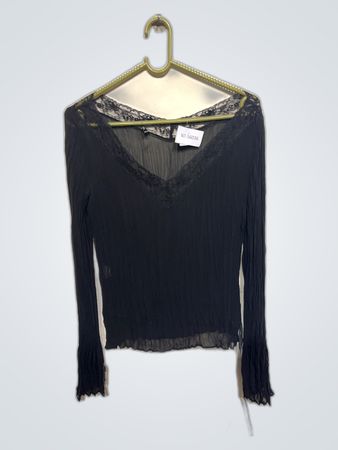 Black Long Sleeve Top with Lace Details