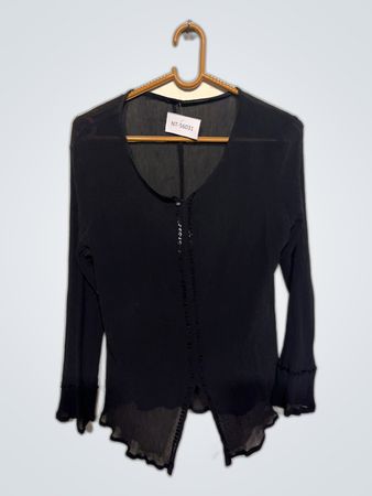 Black Sheer Long Sleeve Top