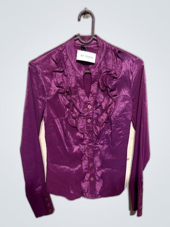 Unbranded Purple Ruffled Satin Blouse