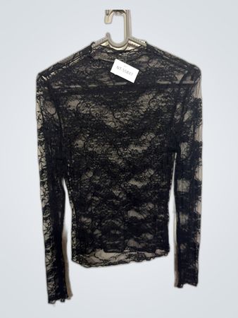 Unbranded Black Lace Long-Sleeve Top