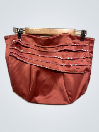Mango Rust Satin Ruffled Mini Skirt