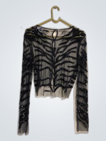 Black Sequin Sheer Top