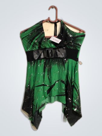 Green and Black Sequined Dress