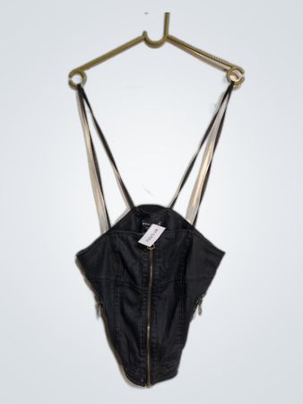 Black Denim Halter Top