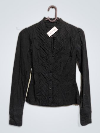 Black Long-Sleeve Button-Up Shirt