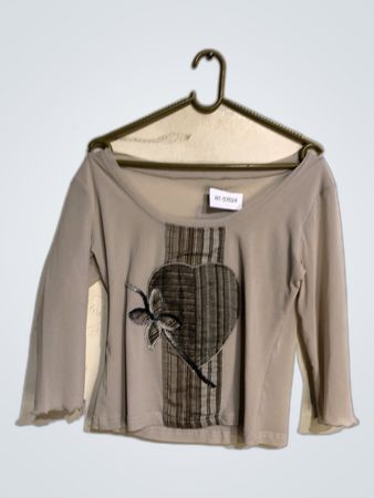 Gray Women's Top with Heart Design