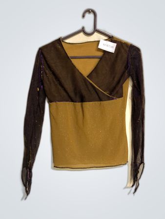 Brown and Black Long-Sleeve Top