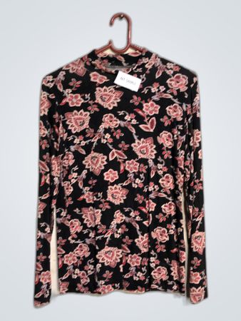 Unbranded Floral Print Mock Neck Long Sleeve Top