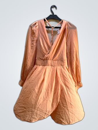 Unbranded Peach Chiffon Wrap Mini Dress