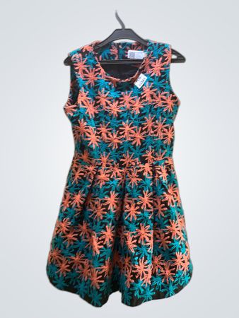 Monica J. Embroidered Floral Midi Dress