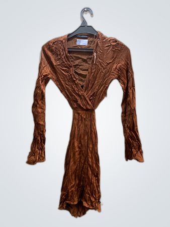 Pull&Bear Brown Long-Sleeve Dress