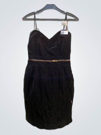 Black Velvet Dress with Gold Accent
