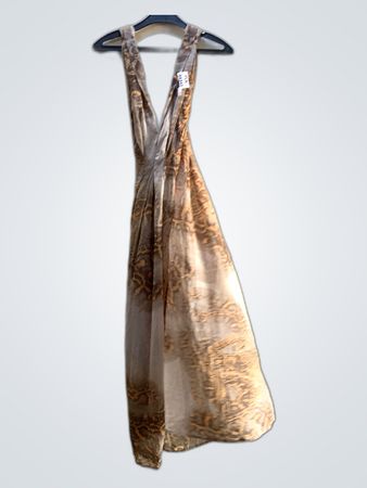 Beige Snake Print Strap Midi Dress