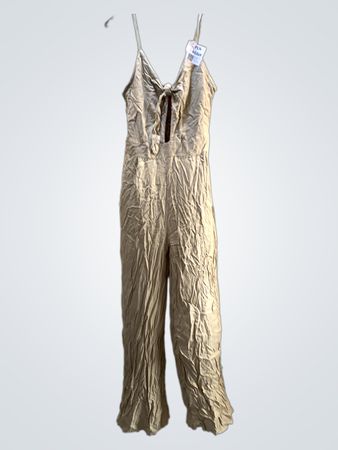 Unbranded Beige Crinkled Jumpsuit