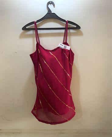 Red Sequin Striped Cami Top