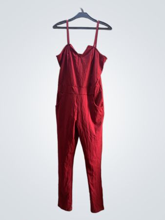 CBR Red Sleeveless Jumpsuit