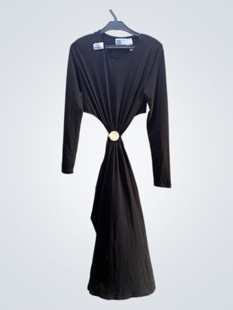 Black Long Sleeve Dress with Ring Detail