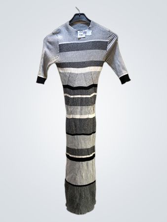 Confess Gray and White Striped Dress