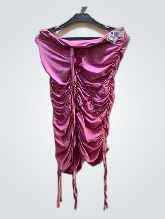 Pink Satin Ruched Top