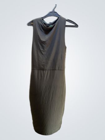 Unbranded Grey Sleeveless Ruched Midi Dress