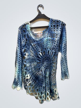 Boston Proper Blue Crochet Top