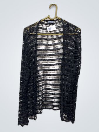 Amaranto Black Crochet Cardigan