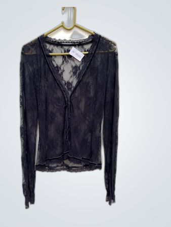 Black Lace Long-Sleeve Cardigan