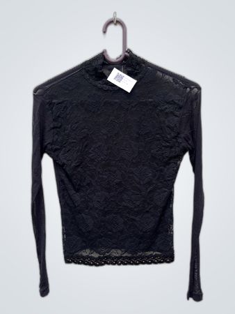Black Lace Long-Sleeve Top