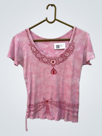 Pink Tie-Dye Embellished Top