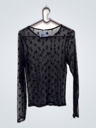 Black Sheer Star Top