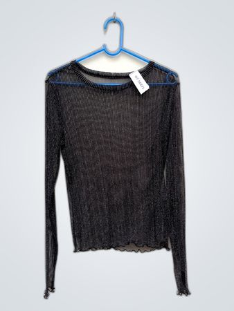 Black Sheer Long Sleeve Top