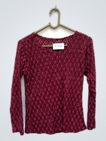 Unbranded Magenta Glitter Knit Long-Sleeve Top