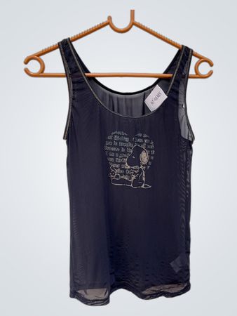 Sheer Black Tank Top with Snoopy Design