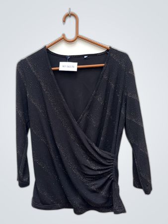 Unbranded Black Shimmer Wrap Blouse