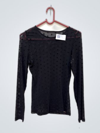 Black Long-Sleeve Sheer Top