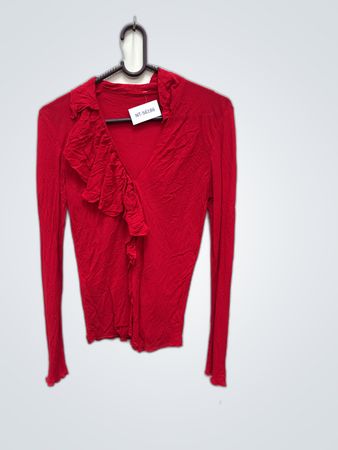 Unbranded Red Ruffle Wrap Blouse