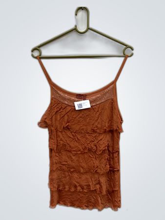Brown Ruffled Tank Top