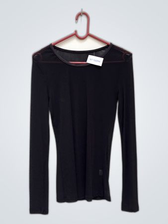 Black Mesh Long-Sleeve Top
