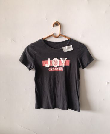 Black T-Shirt with 'JOY FOREVER' Print