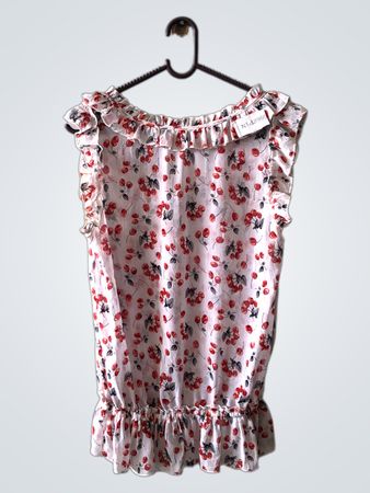Unbranded Cherry Print Ruffled Sleeveless Top