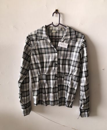 Black and White Plaid Button-Down Shirt