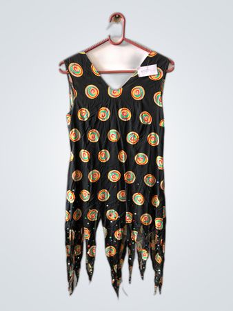 Unbranded Colorful Swirl Print Fringe Sleeveless Dress