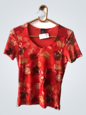 Red Floral Blouse