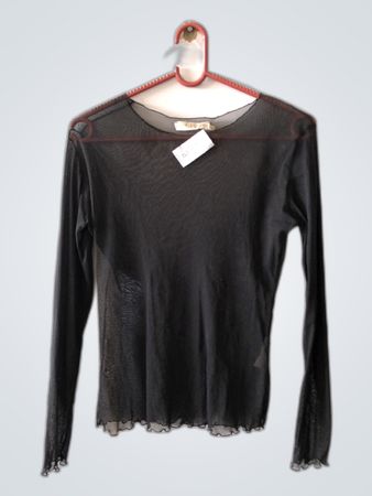 Cache Cache Black Mesh Long Sleeve Top