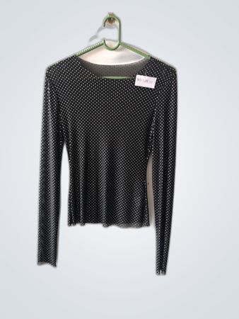 Black Polka Dot Long Sleeve Top