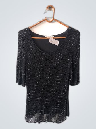 J. Taylor Black Sequin Knit Top