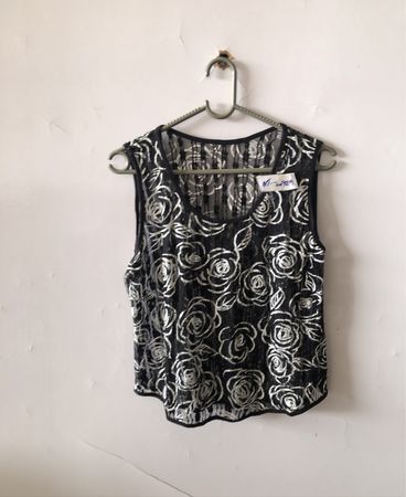 Unbranded Black Rose Mesh Sleeveless Top